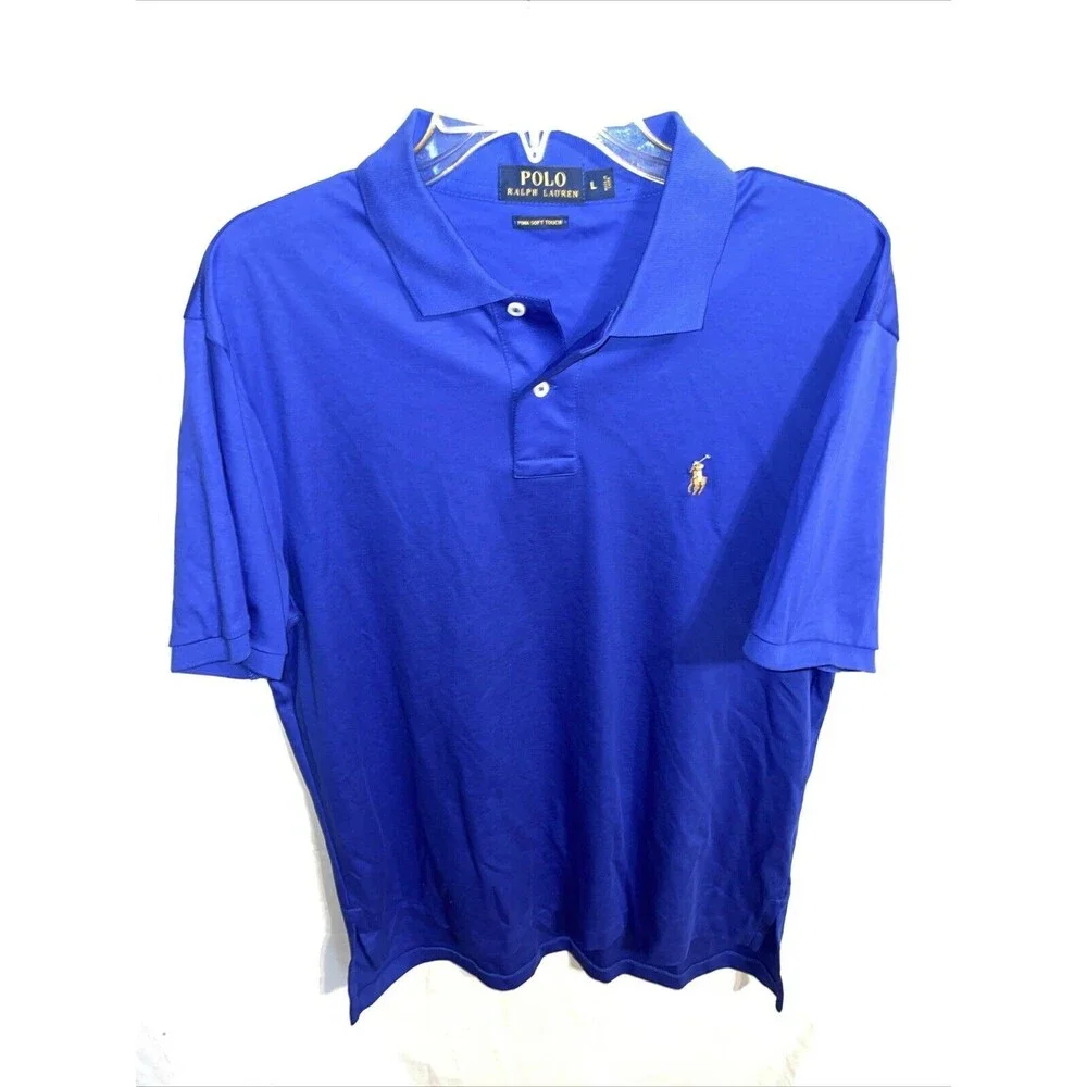 Polo Ralph Lauren Flesh Pony Mens Golf Shirt Size Large Blue Athleisure Outdoors